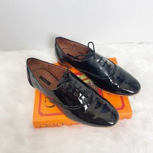 Zara Black Patent Oxford Flats